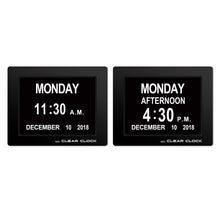 Load image into Gallery viewer, Clear Clock Digital Memory Loss Calendar Day Clock With Optional Day Cycle Mode (Black)