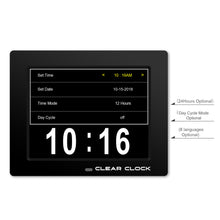 Load image into Gallery viewer, Clear Clock Digital Memory Loss Calendar Day Clock With Optional Day Cycle Mode (Black)
