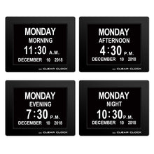 Load image into Gallery viewer, Clear Clock Digital Memory Loss Calendar Day Clock With Optional Day Cycle Mode (Black)