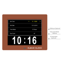Load image into Gallery viewer, Clear Clock Digital Memory Loss Calendar Day Clock With Optional Day Cycle Mode (Brown)