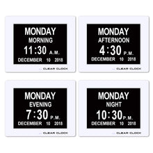 Load image into Gallery viewer, Clear Clock Digital Memory Loss Calendar Day Clock With Optional Day Cycle Mode (White)