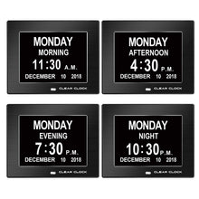 Load image into Gallery viewer, Clear Clock Digital Memory Loss Calendar Day Clock With Optional Day Cycle Mode Metal Frame (Black)