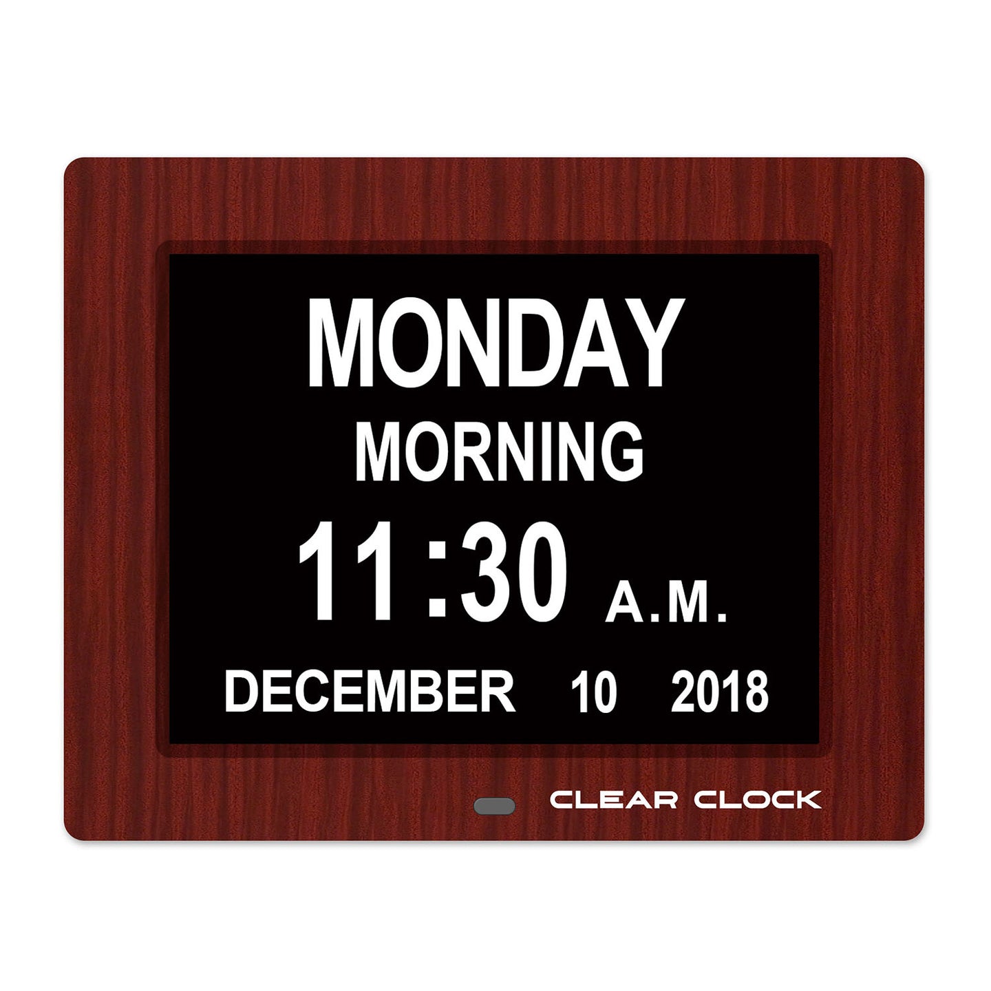 Clear Clock Digital Memory Loss Calendar Day Clock With Optional Day Cycle Mode (Mahogany)