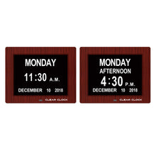 Load image into Gallery viewer, Clear Clock Digital Memory Loss Calendar Day Clock With Optional Day Cycle Mode (Mahogany)