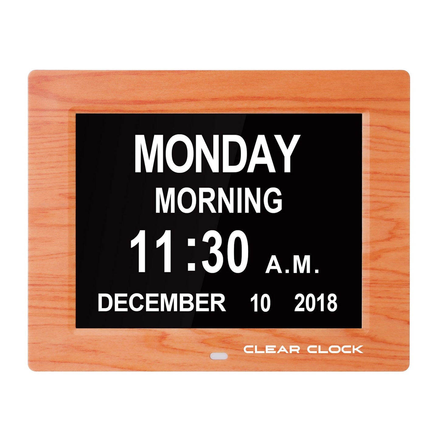 Clear Clock Digital Memory Loss Calendar Day Clock With Optional Day Cycle Mode (OAK)