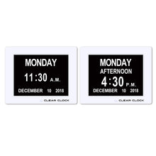 Load image into Gallery viewer, Clear Clock Digital Memory Loss Calendar Day Clock With Optional Day Cycle Mode (White)